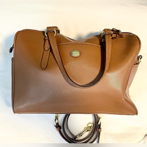 **AUTHENTIC** COACH Peyton Leather Nancy Satchel - Saddle- Dual Handle/Crossbody - Picture 14 of 15